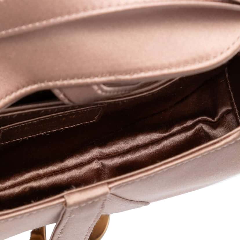 Dior Mini Satin Crystal Embellished Saddle Bag Pink Satin Good condition - Model View