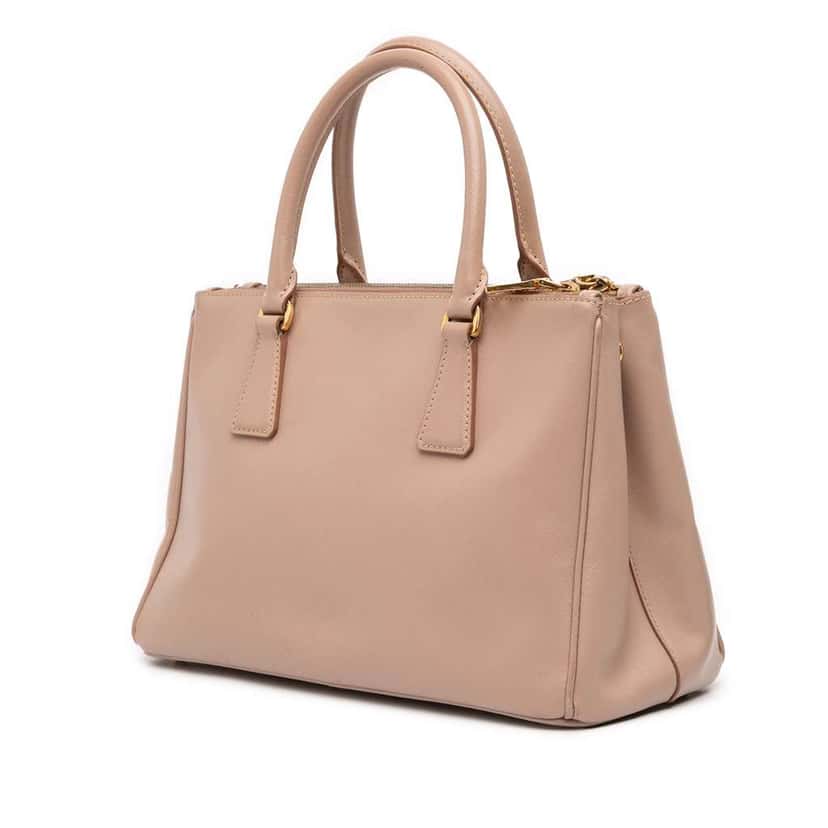 Prada Medium Saffiano Lux Galleria Double Zip Satchel Brown Leather Good condition - Back View