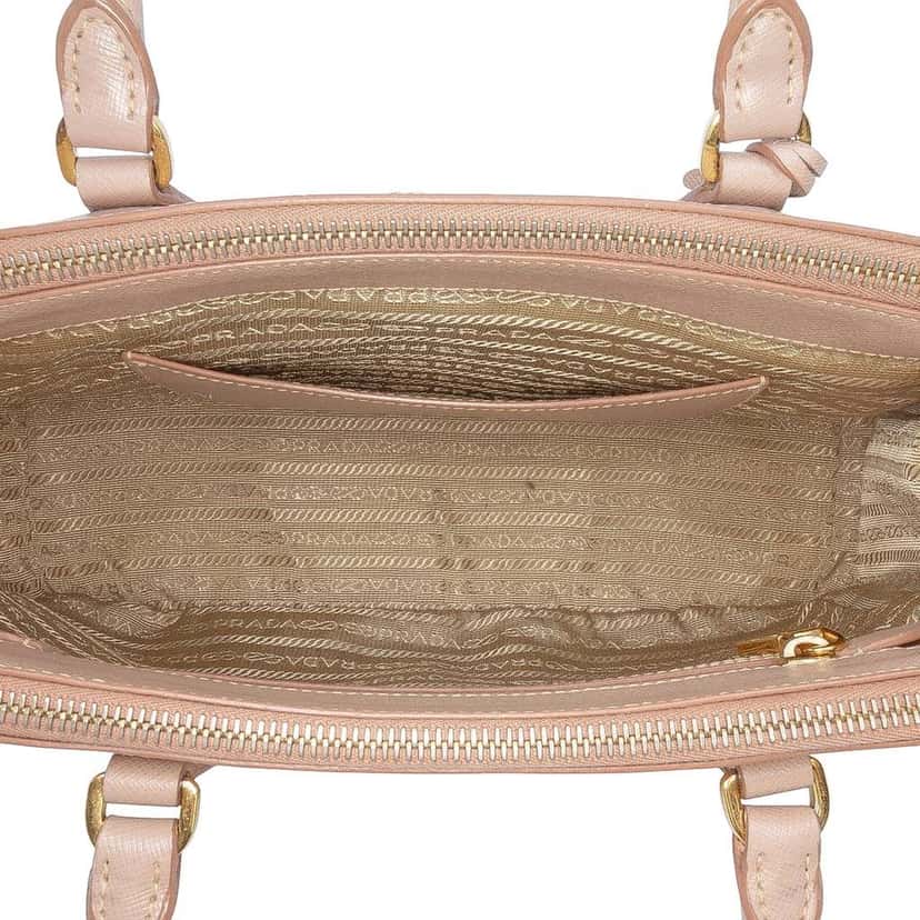 Prada Medium Saffiano Lux Galleria Double Zip Satchel Brown Leather Good condition - Model View