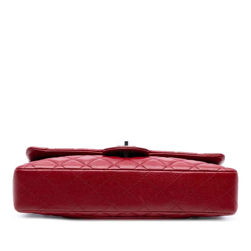 Chanel Classic Caviar East West Single Flap Red Leather Good condition - Inside View