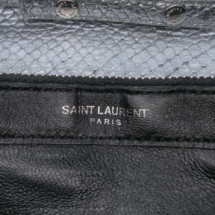 Saint Laurent Metallic Python Embossed Leather Monogram Kate Wallet on Chain Silver Leather Good condition - Box View