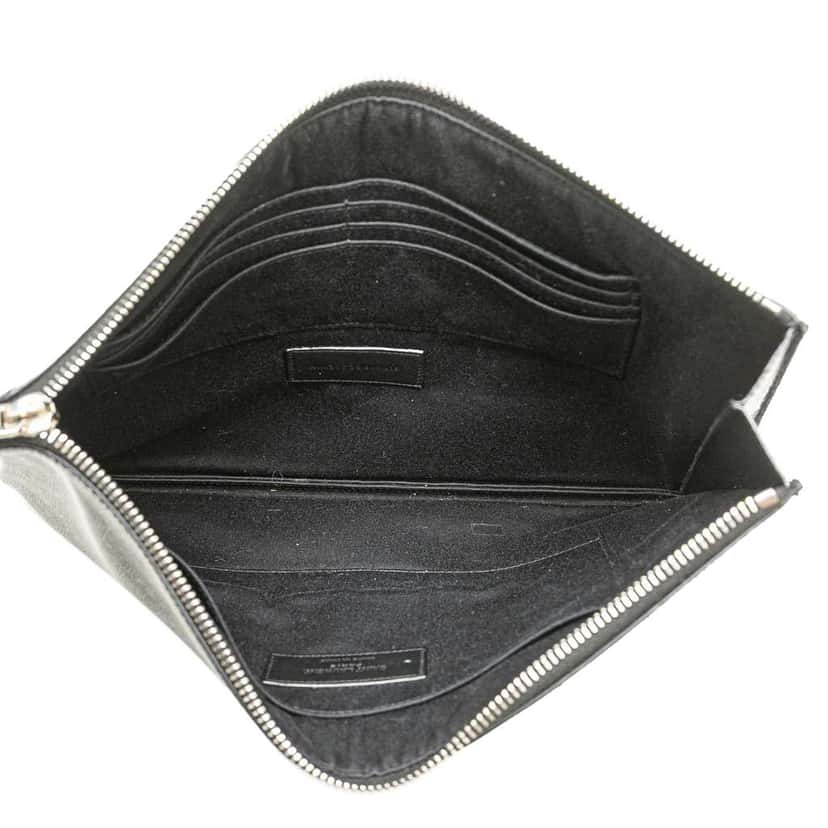 Saint Laurent Grain De Poudre Zipped Tablet Holder Black Leather Good condition - Model View
