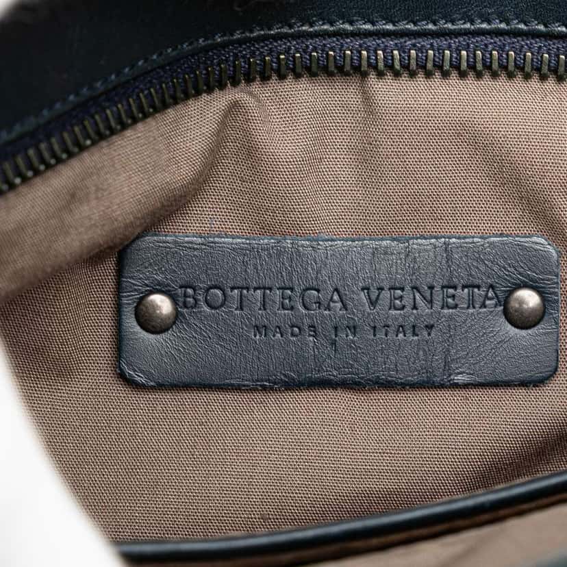 Bottega Veneta Leather Intrecciato Crossbody Blue Leather Good condition - Box View