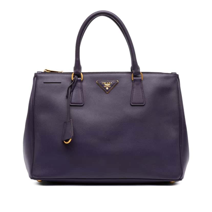 Prada Medium Saffiano Lux Galleria Double Zip Satchel Purple Leather Good condition - Front View
