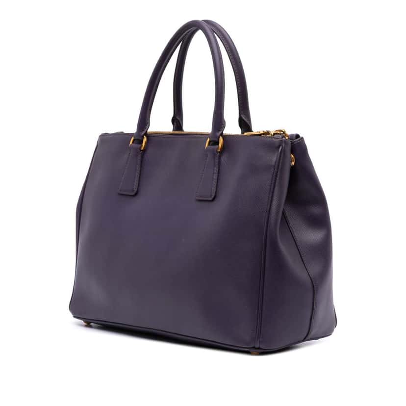 Prada Medium Saffiano Lux Galleria Double Zip Satchel Purple Leather Good condition - Back View
