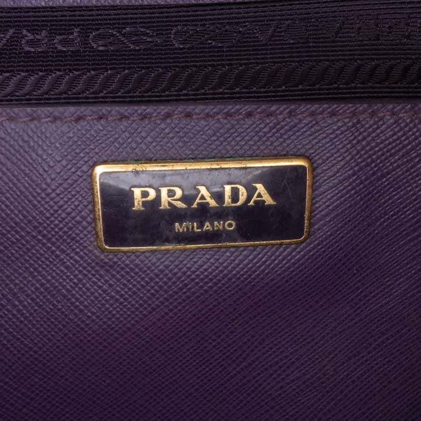Prada Medium Saffiano Lux Galleria Double Zip Satchel Purple Leather Good condition - Box View