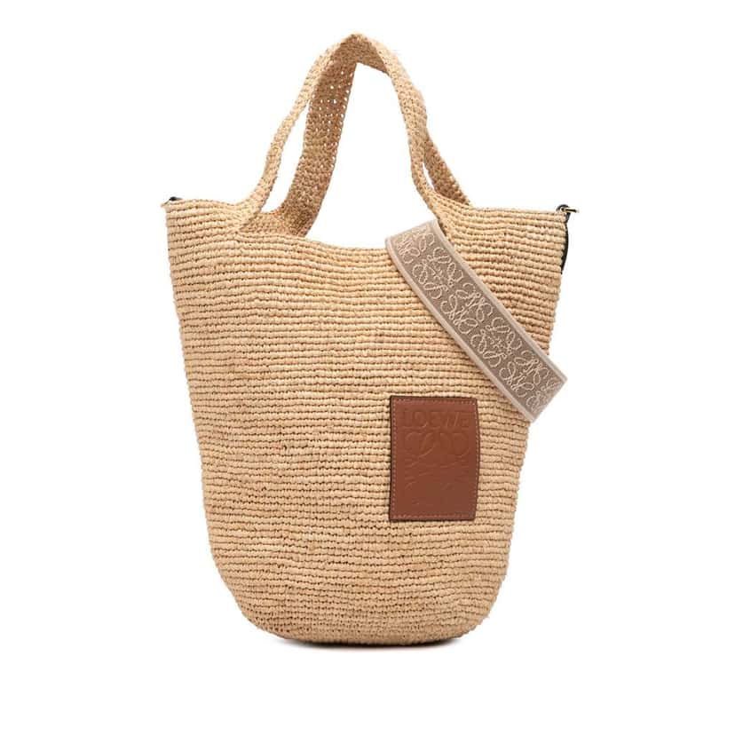 Loewe Mini Raffia Slit Satchel Brown Good condition - Front View