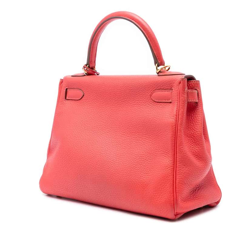 Hermès Togo Kelly II Retourne 28 Red Leather Fair condition - Back View