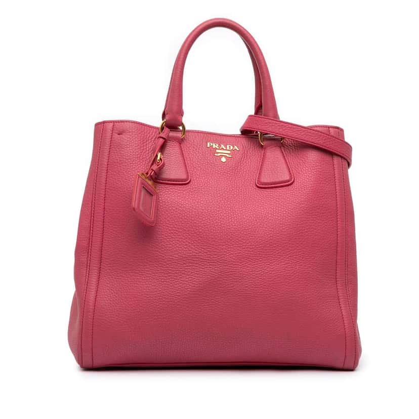 Prada Vitello Daino Open Convertible Tote Pink Leather Good condition - Front View