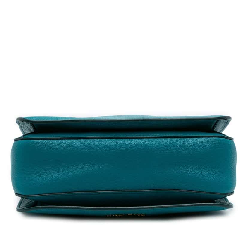 Miu Miu Goatskin Madras Satchel Blue Leather Good condition - Inside View