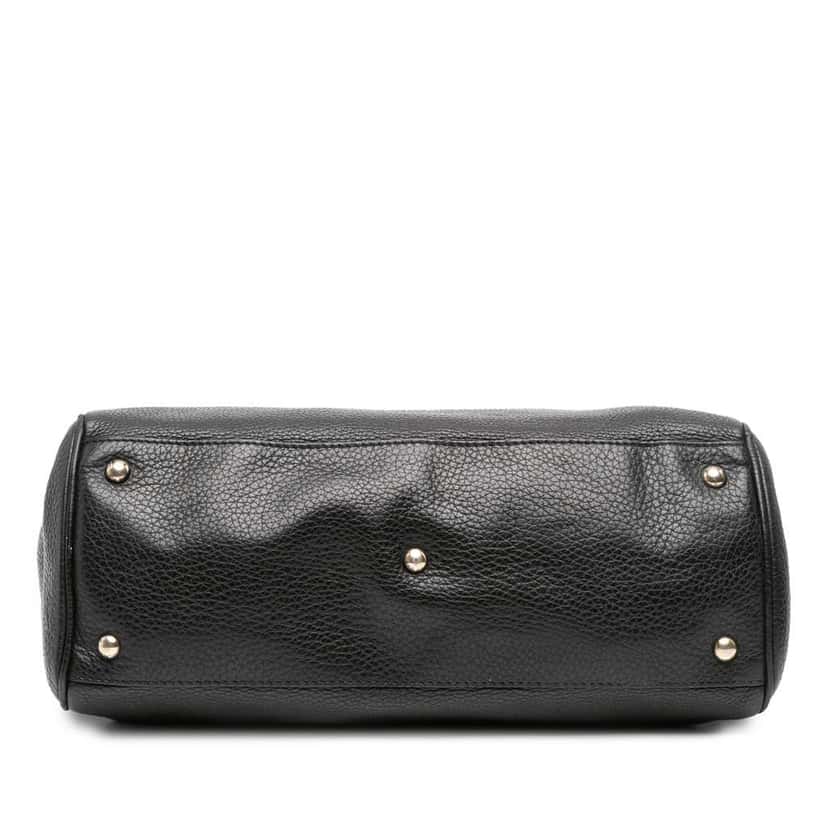 Gucci Medium Calfskin Bamboo Shopper Satchel Black Leather Fair condition - Inside View