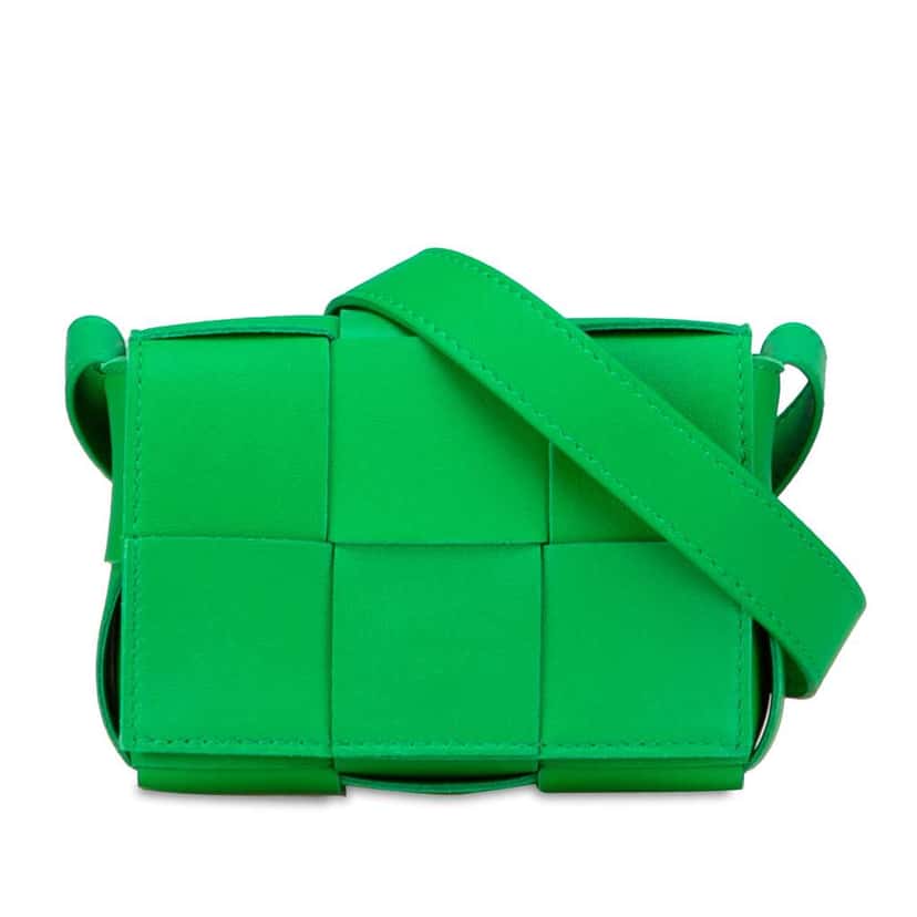 Bottega Veneta Candy Nappa Intrecciato Cassette Crossbody Green Leather Good condition - Front View
