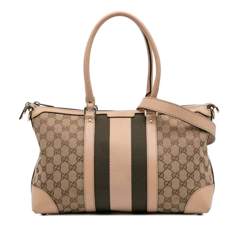 Gucci GG Canvas Web Satchel Brown Canvas Good condition - Front View