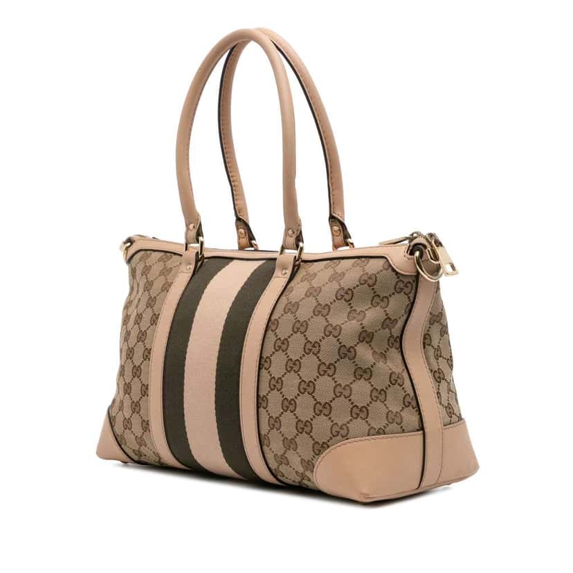 Gucci GG Canvas Web Satchel Brown Canvas Good condition - Back View