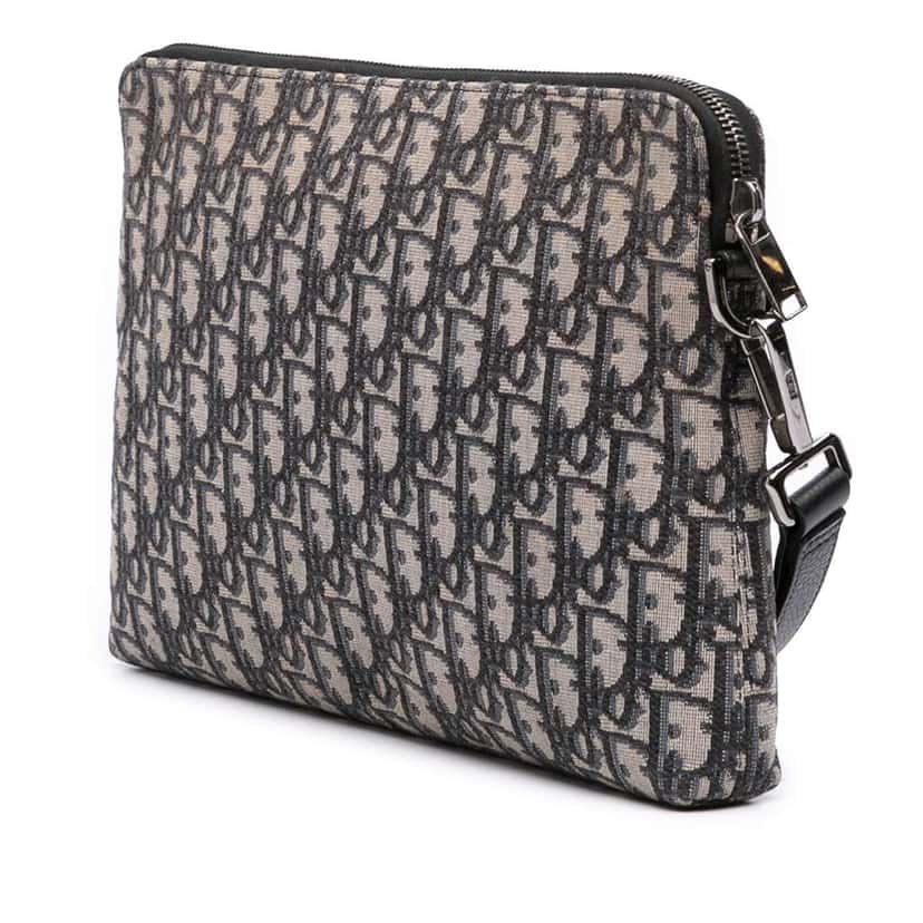 Dior Oblique Canvas Pouch Blue Canvas Good condition - Back View