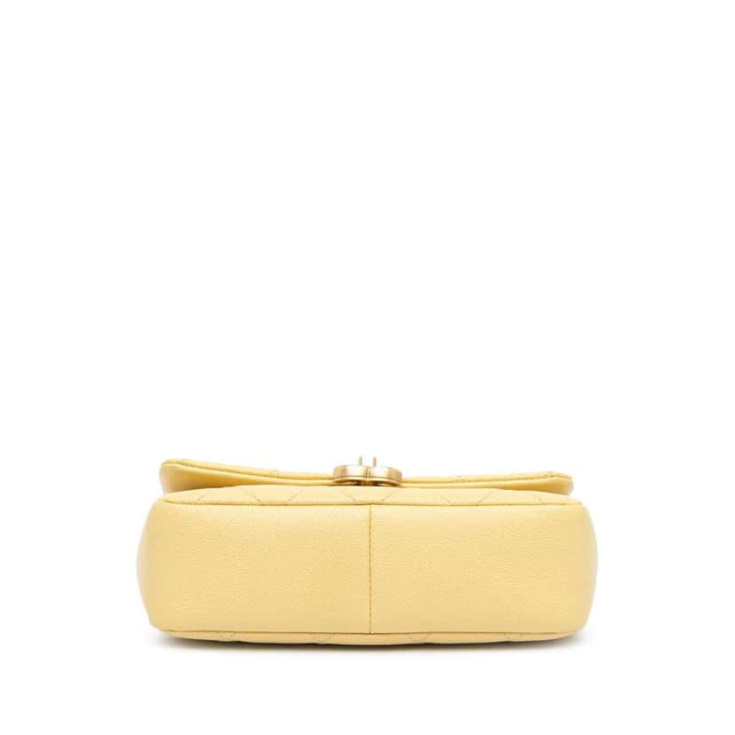 Chanel Small Quilted Caviar Chain Melody Flap Yellow Leather Good condition - Inside View