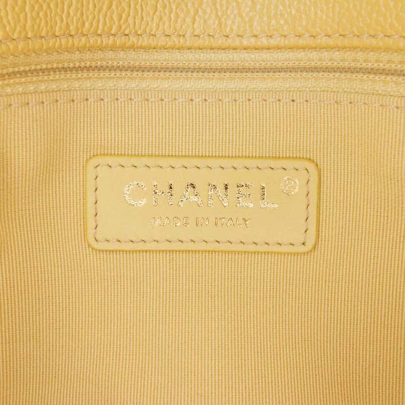 Chanel Small Quilted Caviar Chain Melody Flap Yellow Leather Good condition - Box View