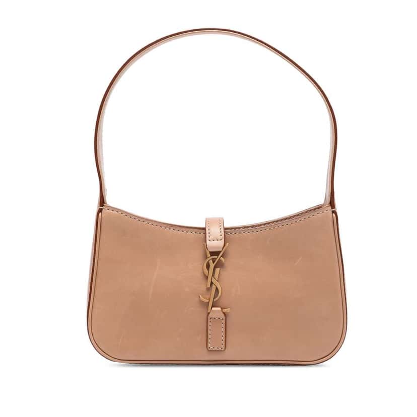 Saint Laurent Mini Smooth Calfskin Le 5 a 7 Hobo Brown Leather Very good condition - Front View
