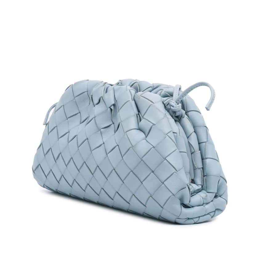 Bottega Veneta Nappa Intrecciato The Mini Pouch Crossbody Blue Leather Good condition - Back View