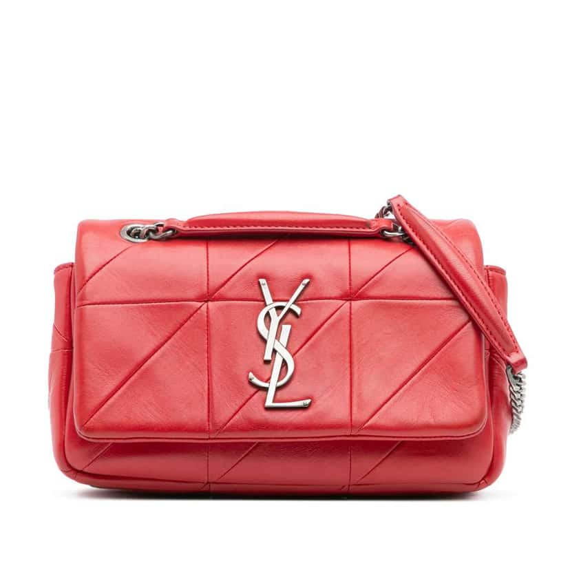 Saint Laurent Small Lambskin Patchwork Jamie Shoulder Bag Red Leather Good condition - Front View