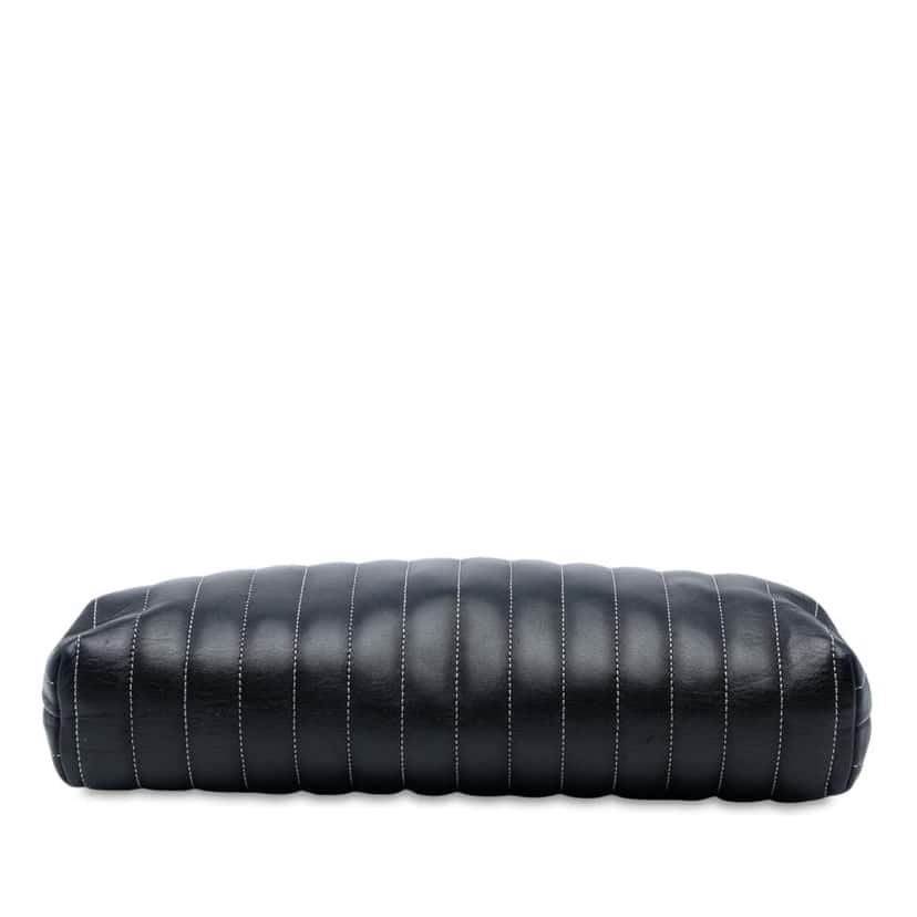 Chanel Quilted Lambskin Mademoiselle Ligne Clutch Black Leather Good condition - Inside View