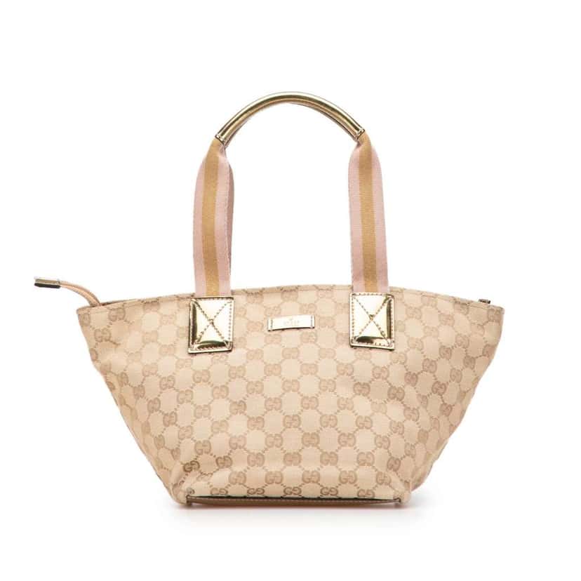 Gucci GG Canvas Web Handbag Brown Canvas Very good condition - Front View