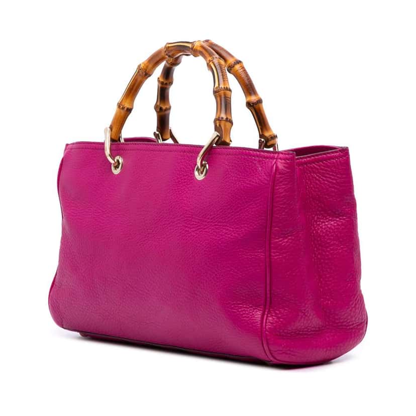 Gucci Medium Calfskin Bamboo Shopper Satchel Pink Leather Good condition - Back View