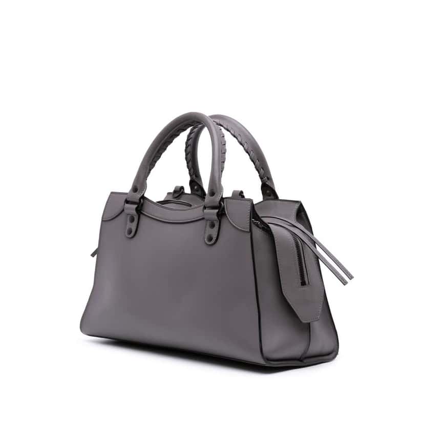 Balenciaga Small Smooth Calfskin Motocross Neo Classic City Satchel Grey Leather Good condition - Back View