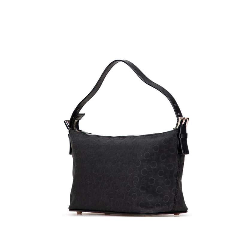 Celine C Macadam Canvas Shoulder Bag Black Canvas Good condition - Back View