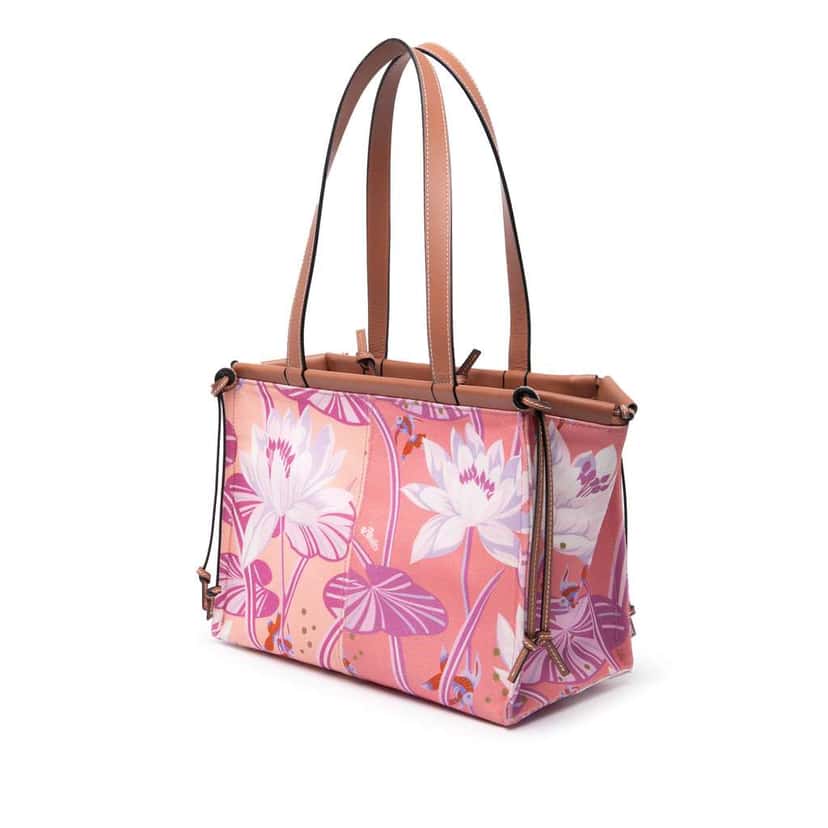 Loewe Paulas Ibiza Small Canvas Waterlily Print Cushion Tote Pink Canvas Very good condition - Back View