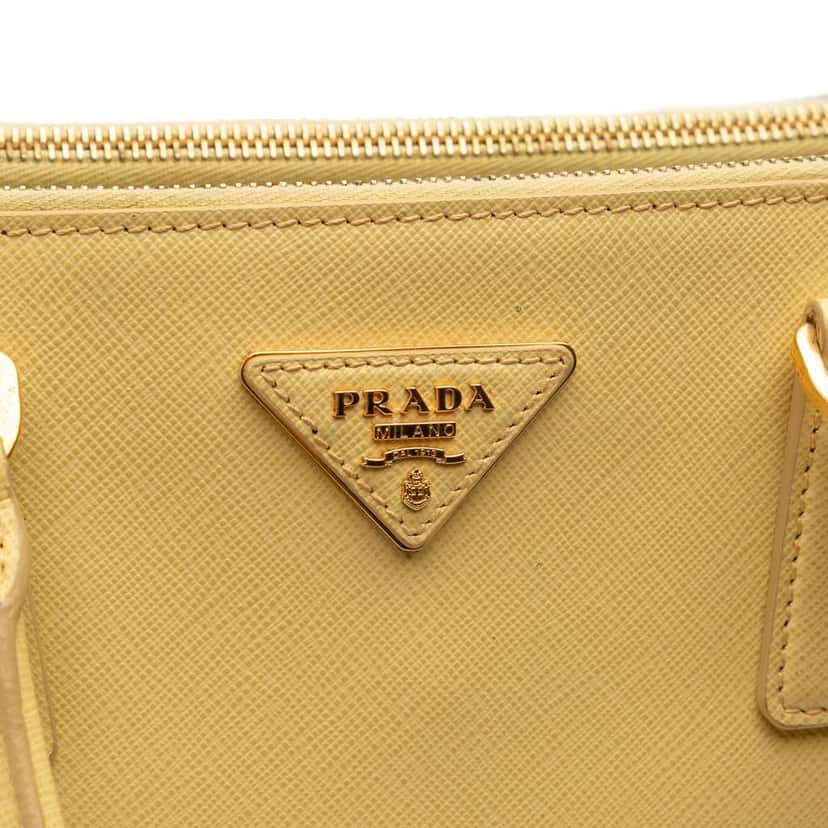 Prada Medium Saffiano Lux Galleria Double Zip Satchel Yellow Leather Good condition - Box View