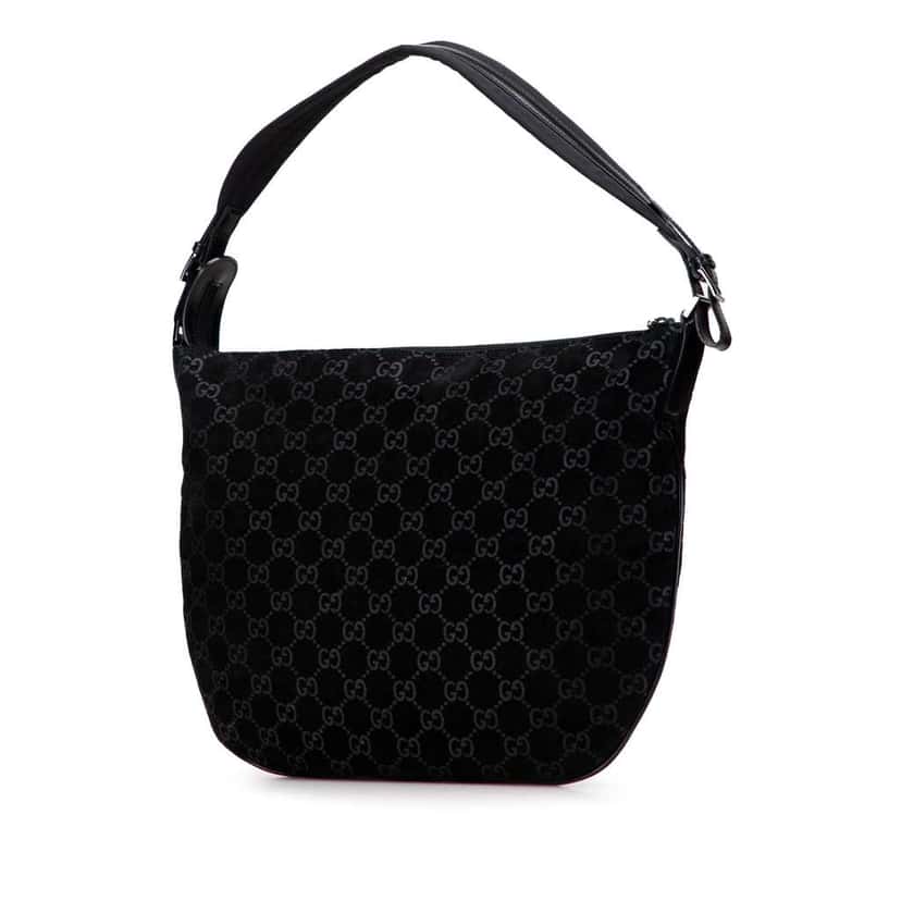 Gucci GG Suede Hobo Black Leather Good condition - Back View