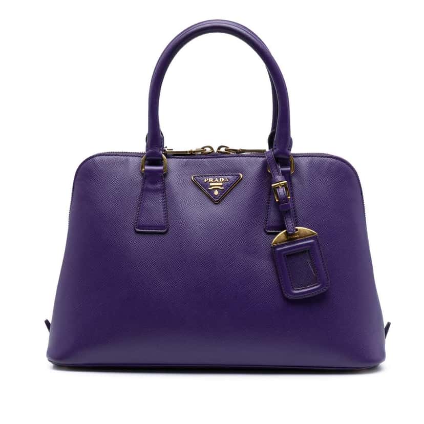 Prada Medium Saffiano Lux Promenade Satchel Purple Leather Good condition - Front View