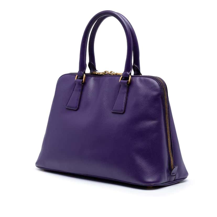 Prada Medium Saffiano Lux Promenade Satchel Purple Leather Good condition - Back View