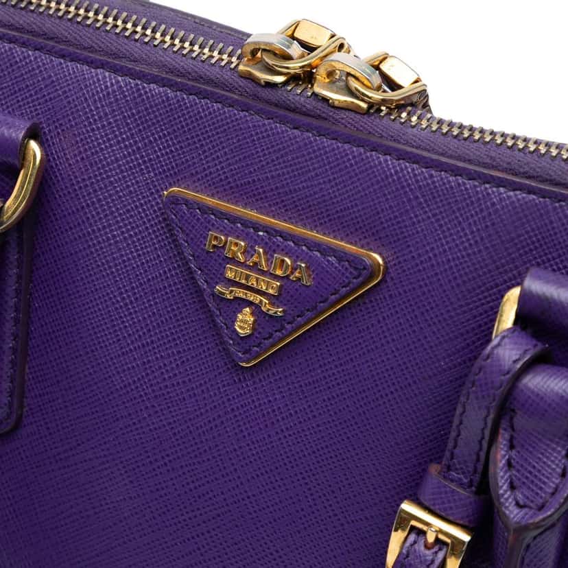 Prada Medium Saffiano Lux Promenade Satchel Purple Leather Good condition - Box View