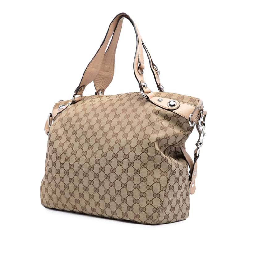 Gucci Large GG Canvas Icon Bit Satchel Brown Canvas Good condition - Back View