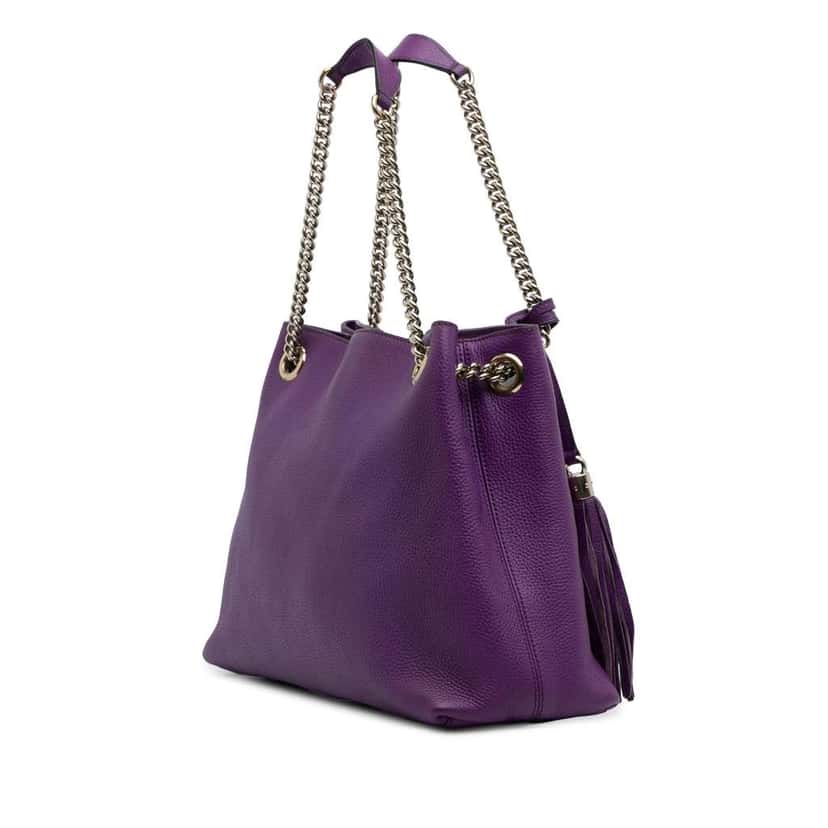Gucci Medium Leather Soho Chain Tote Purple Leather Good condition - Back View