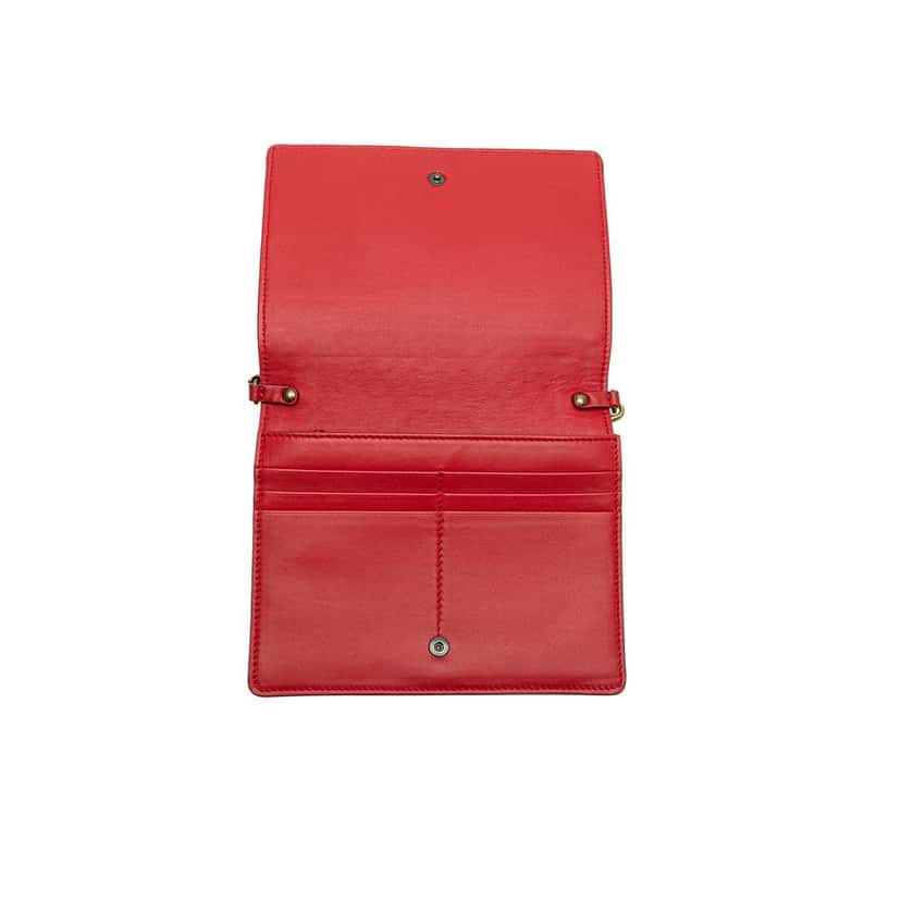 Bottega Veneta Nappa Intrecciato Wallet On Chain Red Leather Very good condition - Model View