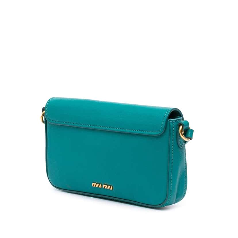 Miu Miu Goatskin Madras Crossbody Blue Leather Good condition - Back View