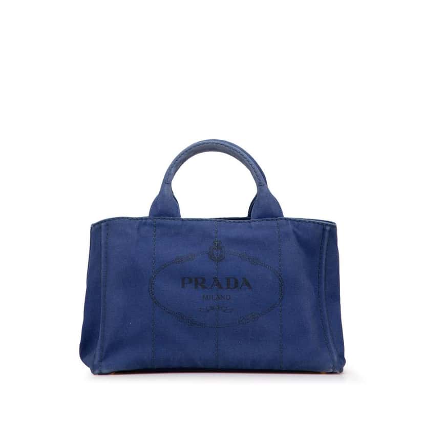 Prada Canvas Canapa Logo Satchel Blue Canvas Good condition - Front View