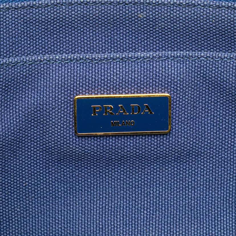 Prada Canvas Canapa Logo Satchel Blue Canvas Good condition - Box View