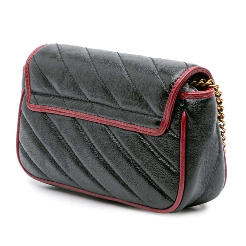 Gucci Super Mini GG Marmont Matelasse Leather Torchon Flap Crossbody Black Leather Good condition - Back View