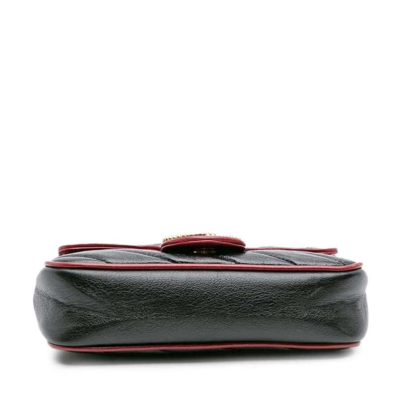 Gucci Super Mini GG Marmont Matelasse Leather Torchon Flap Crossbody Black Leather Good condition - Inside View