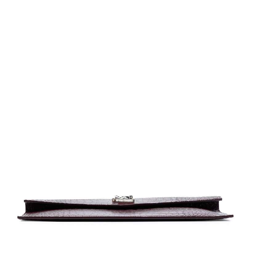 Saint Laurent Croc Embossed Leather Uptown Pouch Red Leather Good condition - Inside View