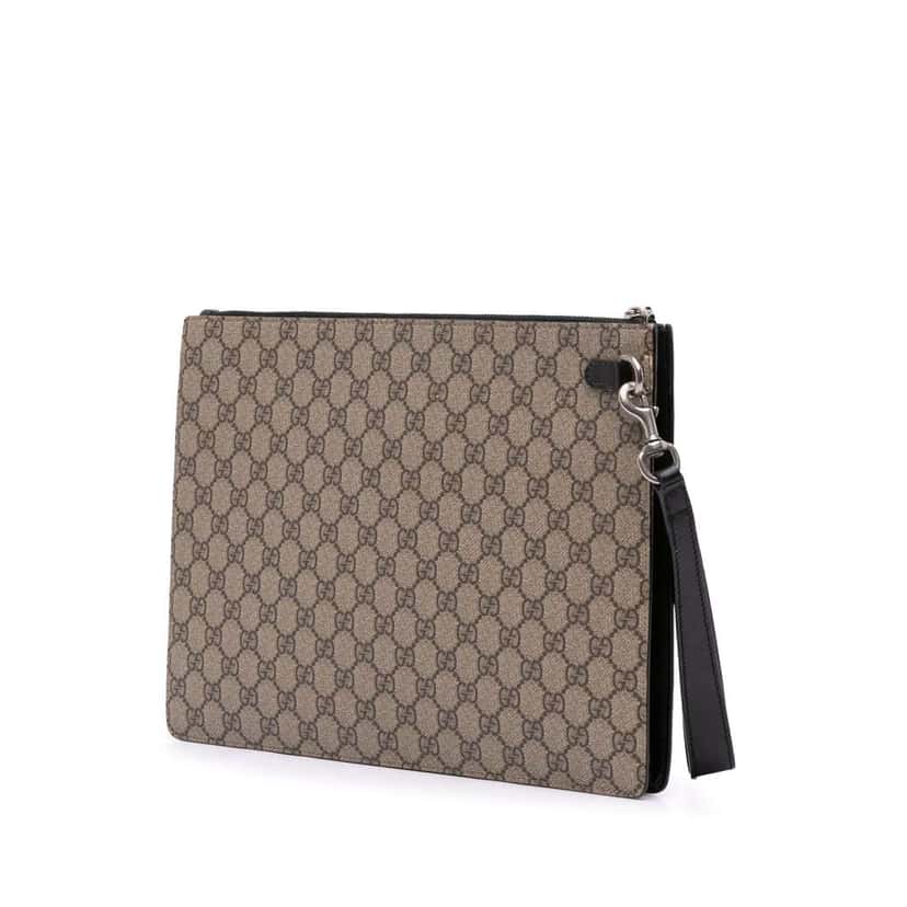 Gucci GG Supreme Web Clutch Brown Canvas Good condition - Back View