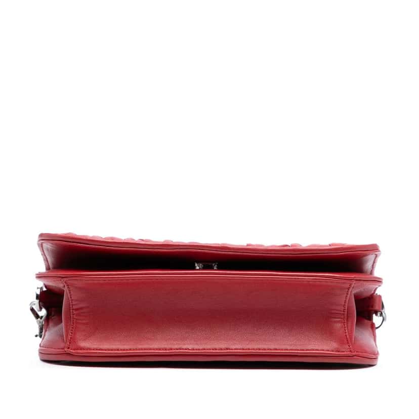 Prada Nappa Gaufre Chain Flap Bag Red Leather Good condition - Inside View