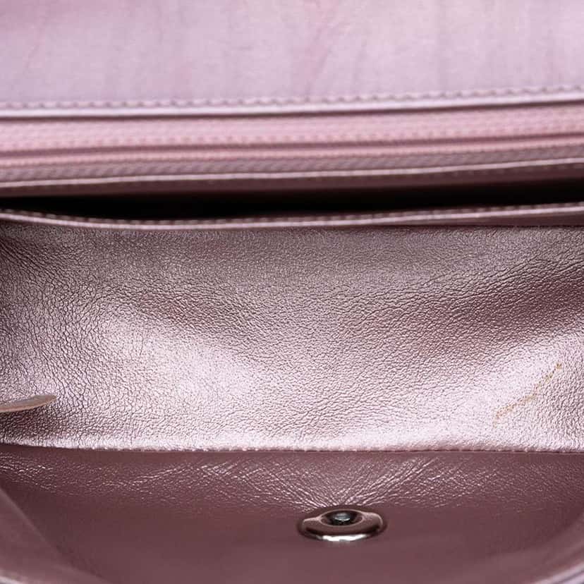 Chanel Mini Rectangular Classic Iridescent Calfskin Single Flap Pink Leather Good condition - Model View
