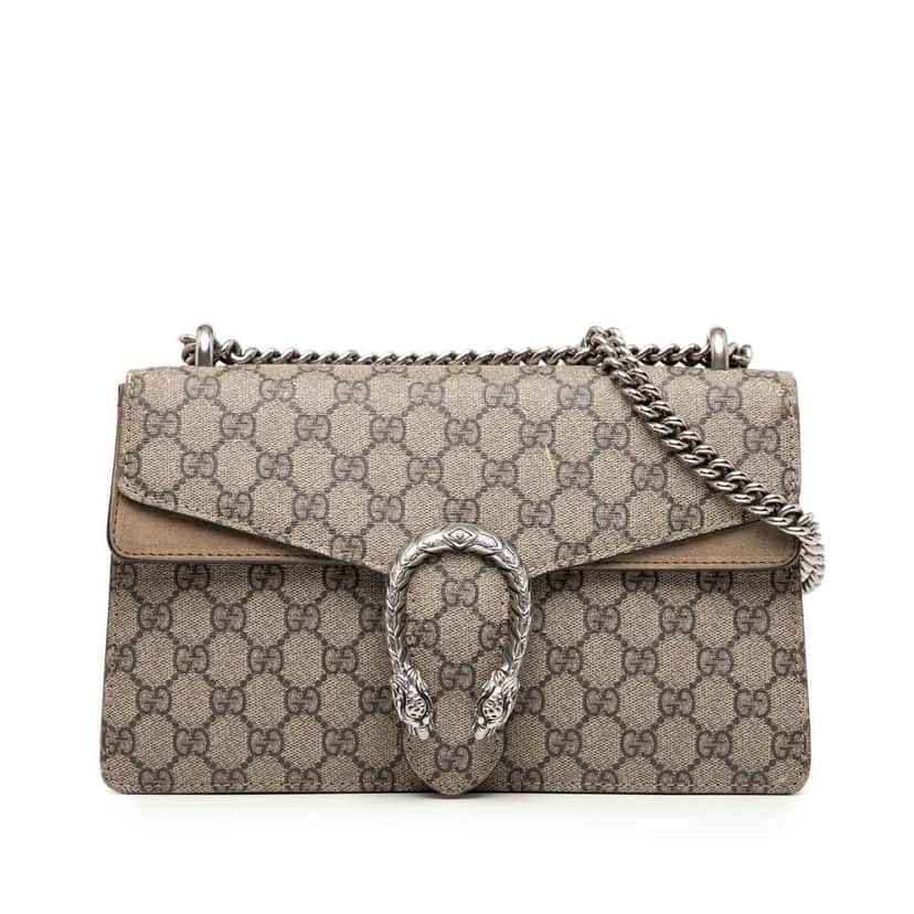 Gucci Medium GG Supreme Dionysus Shoulder Bag Brown Canvas Good condition - Front View