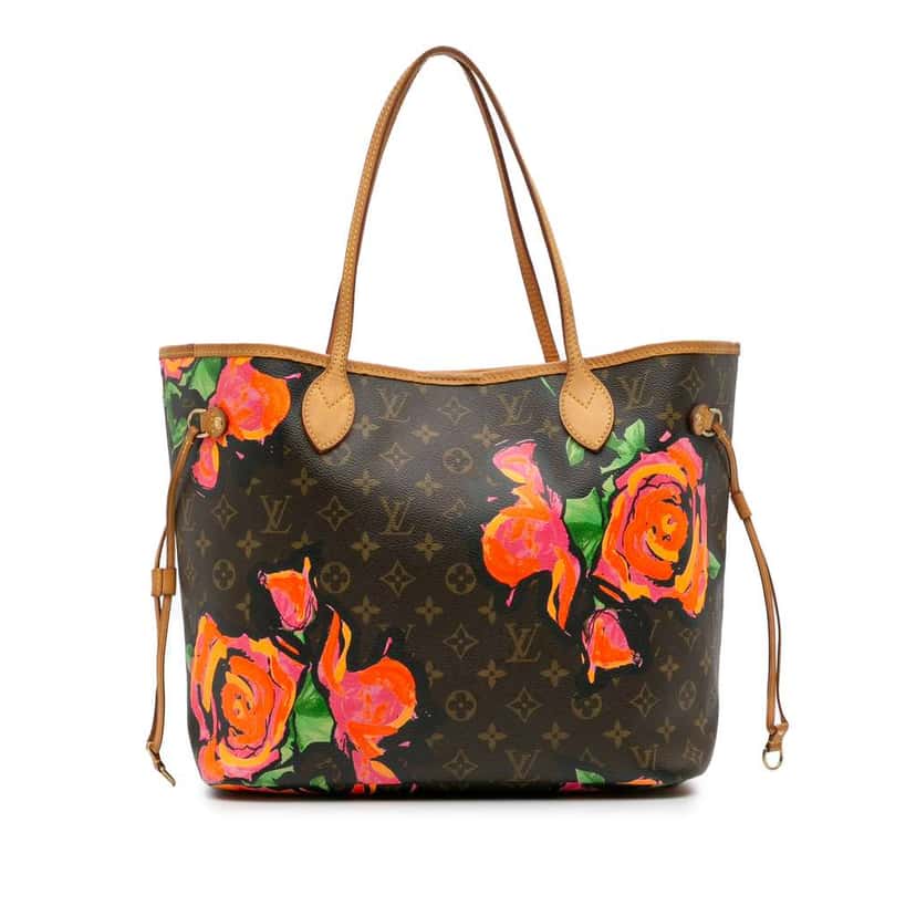Louis Vuitton Monogram Roses Neverfull MM Brown Canvas Good condition - Front View