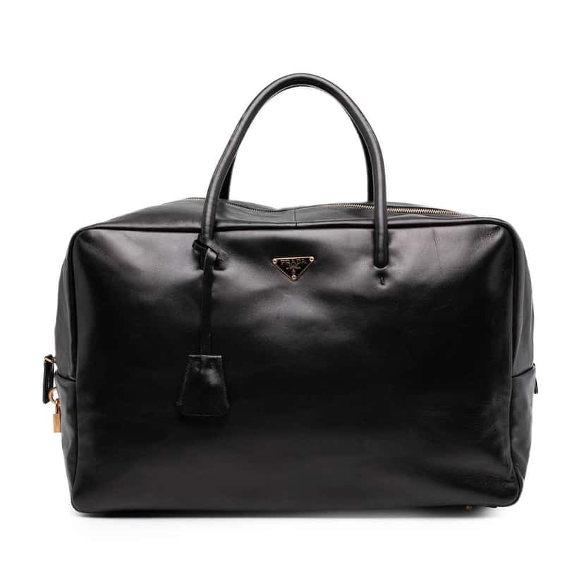 Prada Leather Boston Bag Black Leather Good condition - Front View